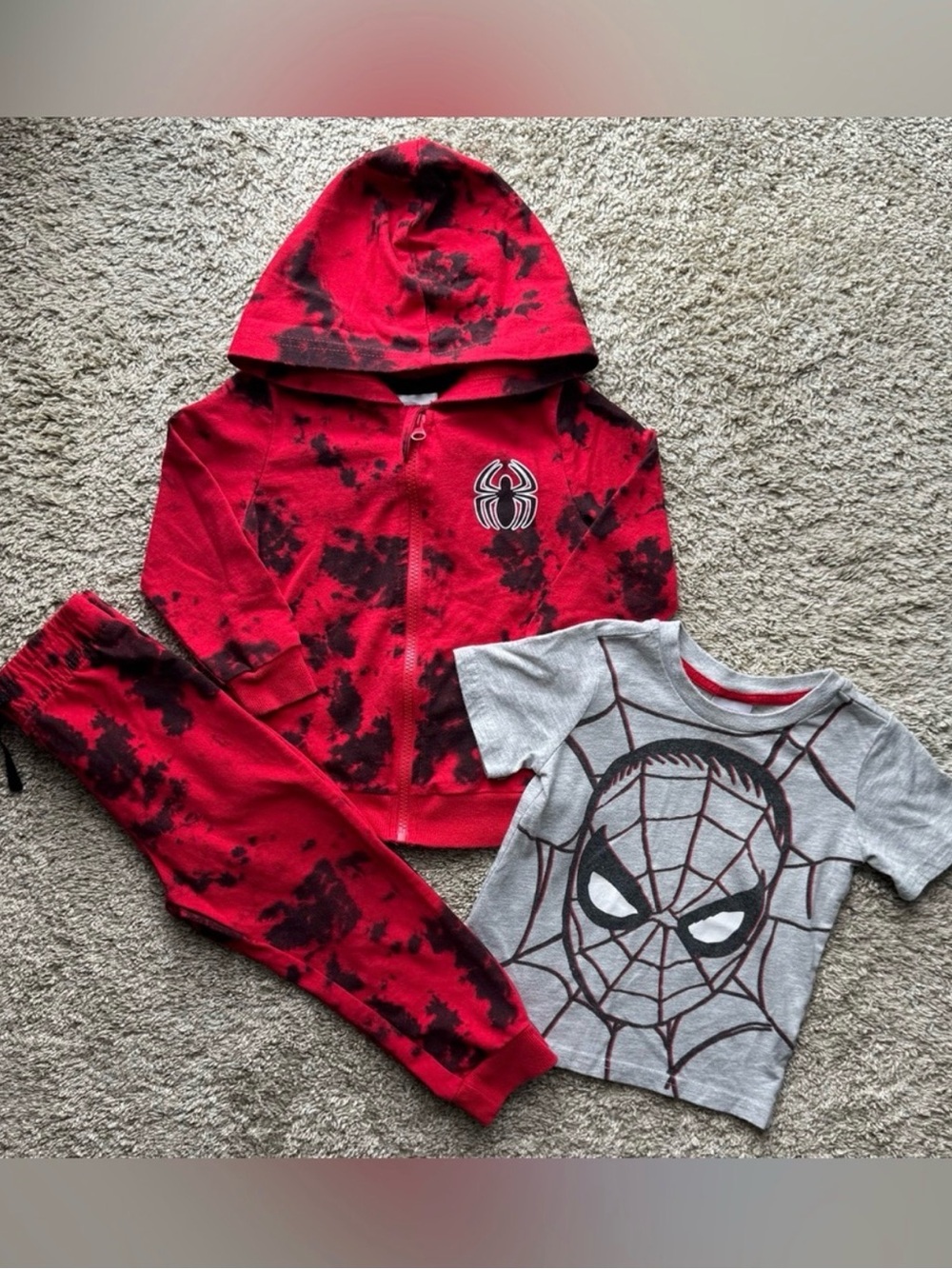 Marvel Spider-Man Toddler 3 Piece Outfit Set Hoodie Joggers T-Shirt Size 3T